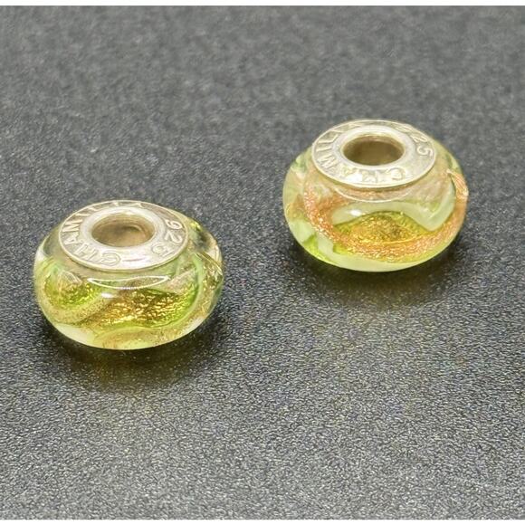 (2) Chamilia Sterling Silver Shimmering Swirl Murano Glass Charm P19 - Picture 1 of 6